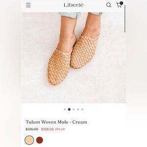 Liberte Tulum woven leather mule cream EUC MSRP$110